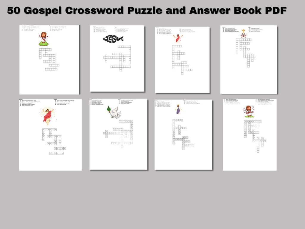 50 Gospel Crossword Puzzles: Bible Scripture Word Game (PDF)