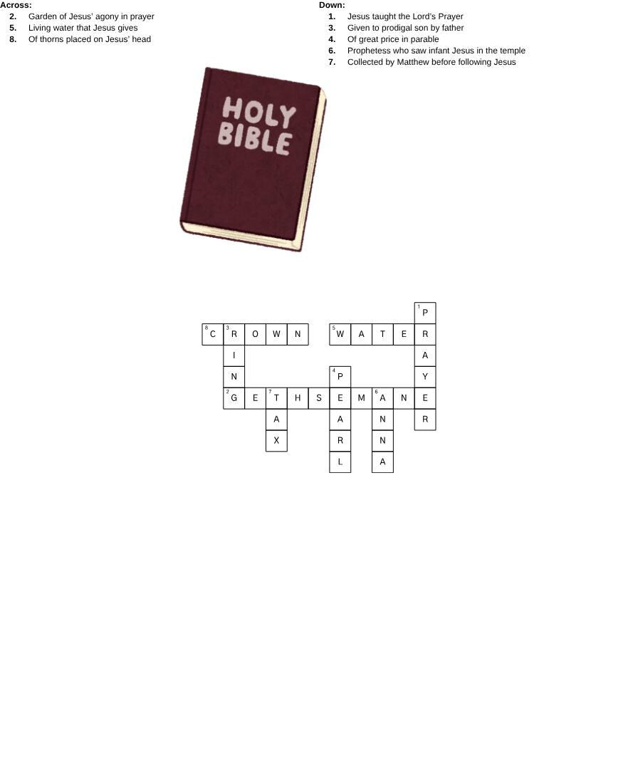 50 Gospel Crossword Puzzles: Bible Scripture Word Game (PDF)