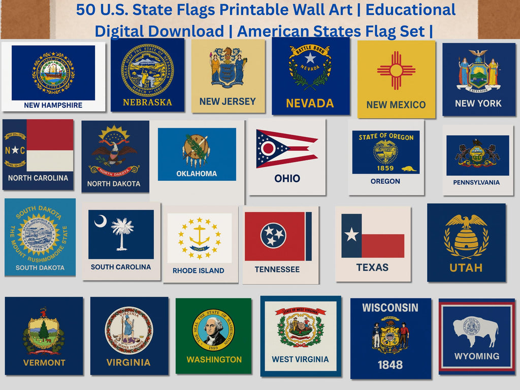 U.S. State Flags Printable Art | Classroom Decor (Digital Download)