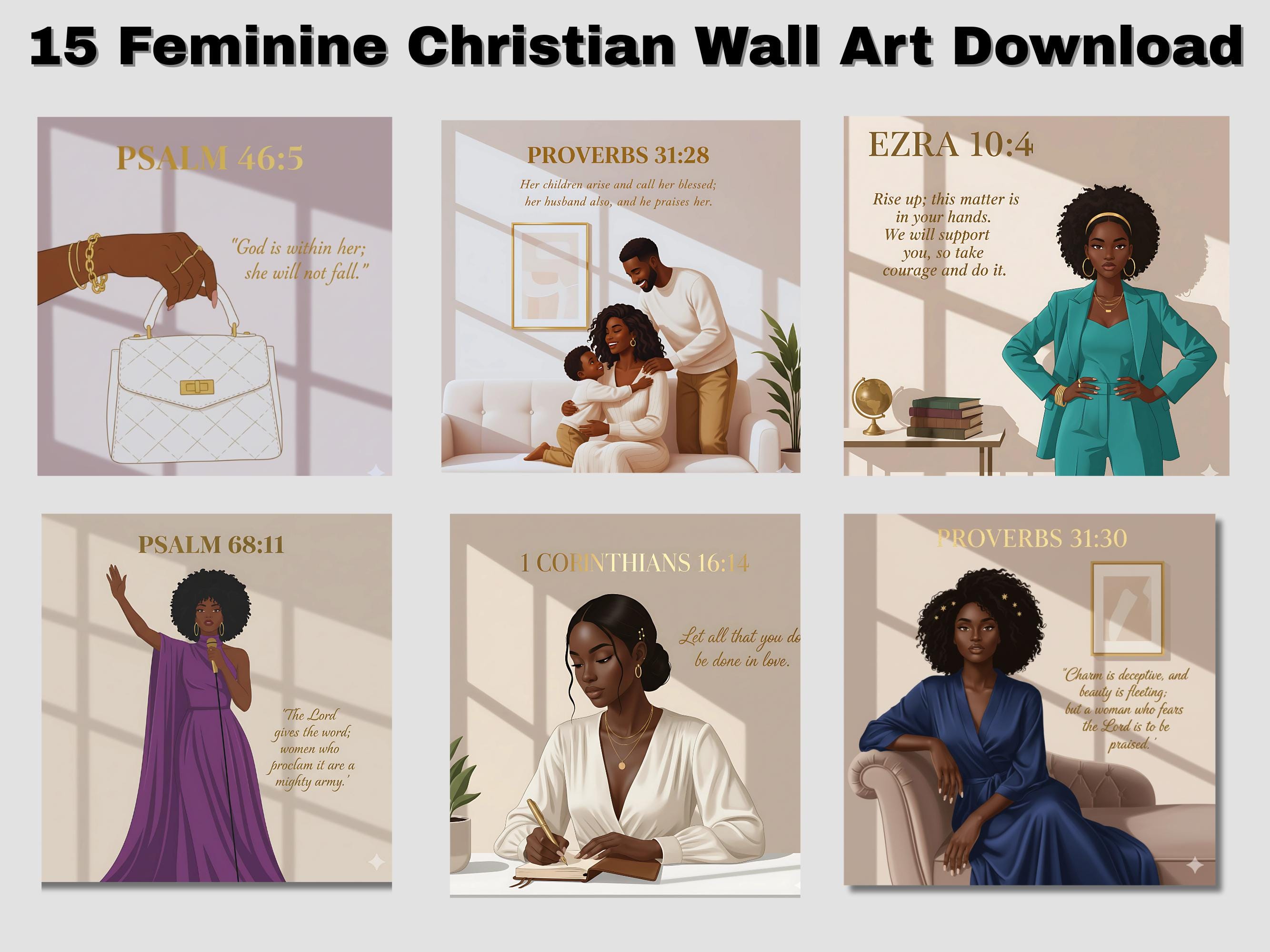 Strength and Dignity Bible Verse Art: Black Woman Christian Print (Digital Download)