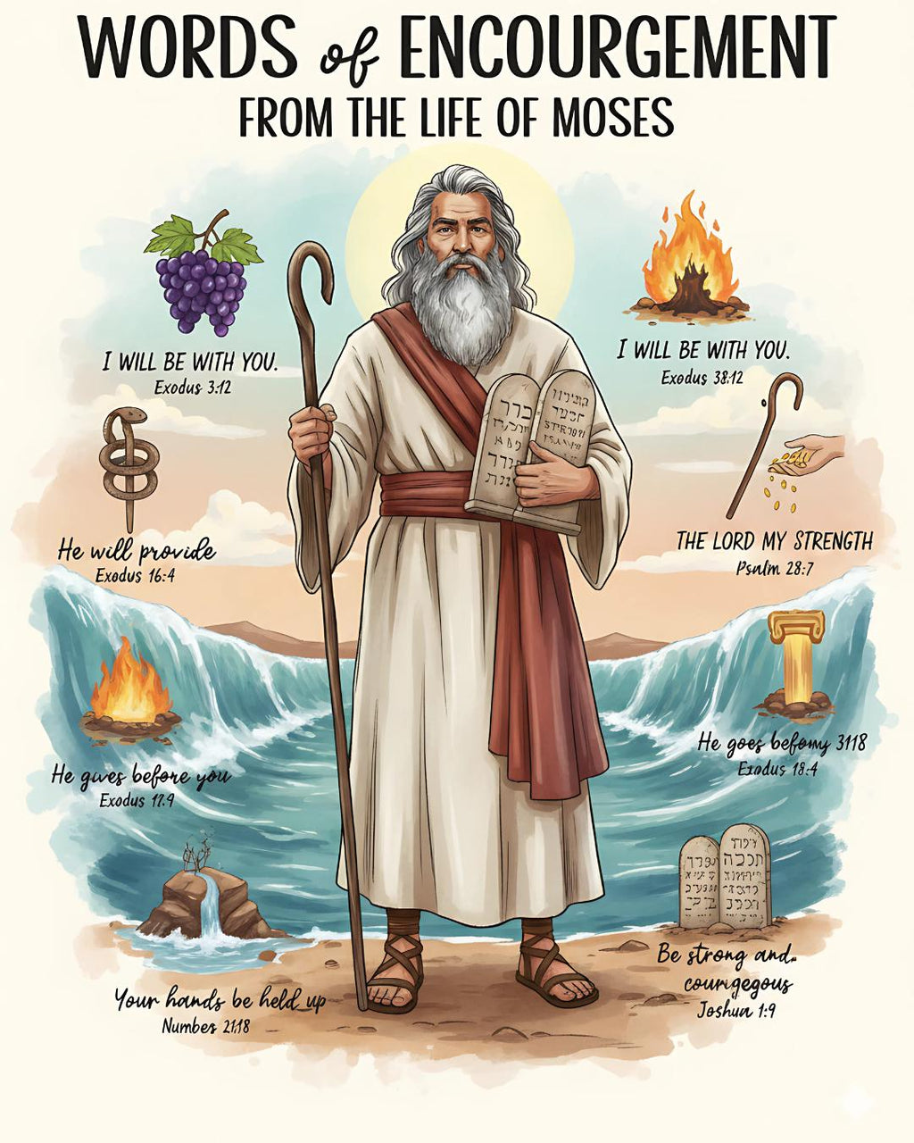 20 Bible Characters Summary, Torah Art Print, Bible Character Digital Download (PDF)