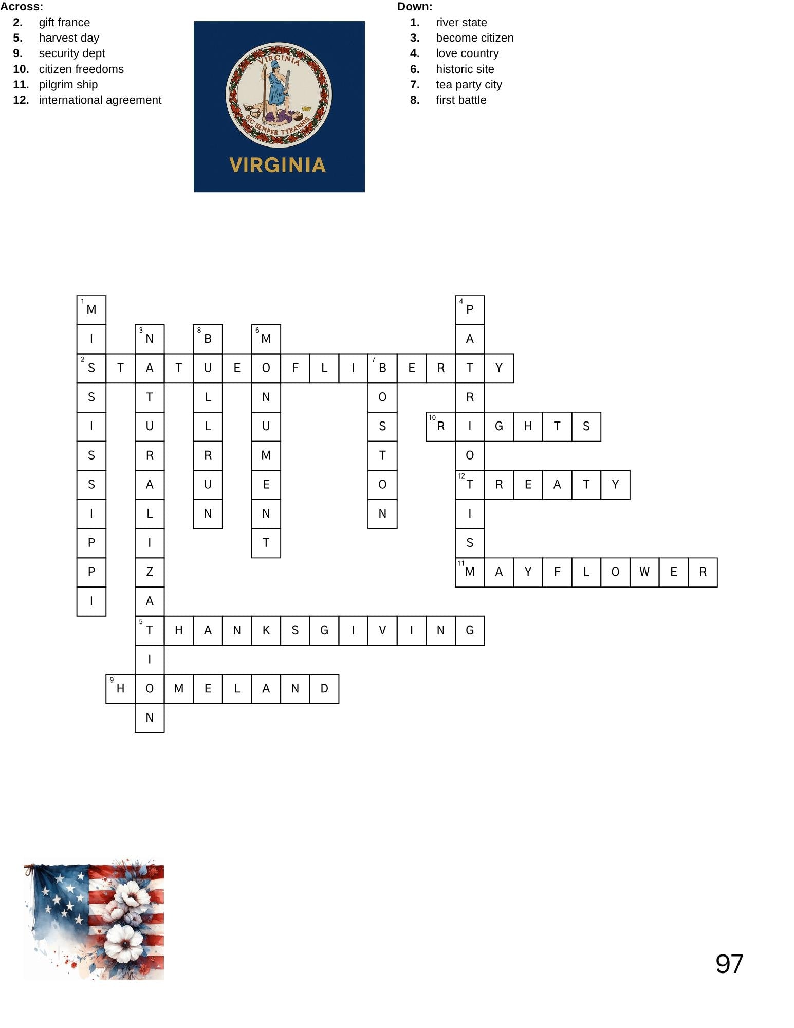 100 American Citizenship Crossword Puzzle with Answers pdf – Fun Learning for Adults & Kids