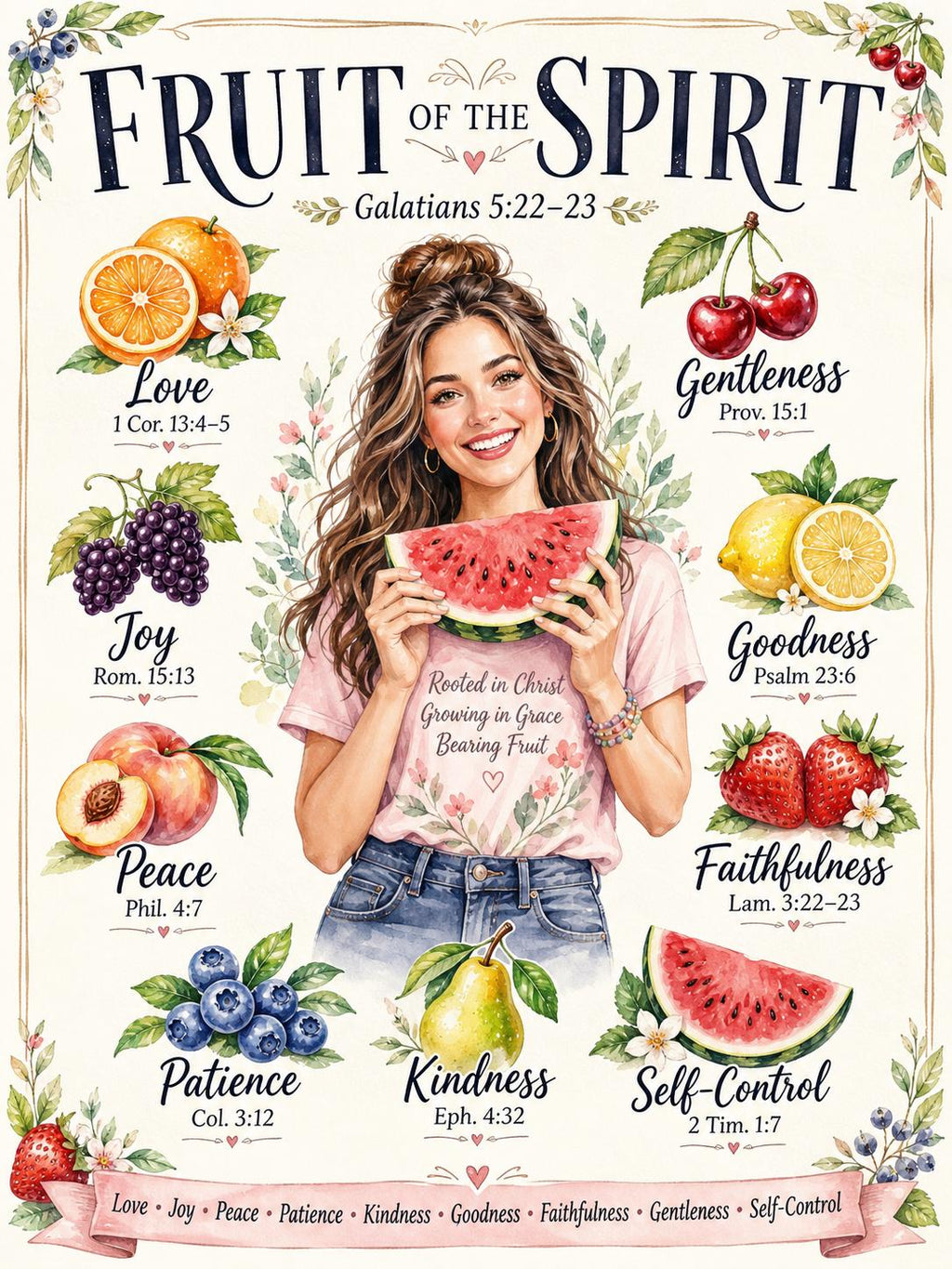 Fruit of the Spirit Bible Poster, Galatians 5:22-23 Study Guide (PDF, PNG, MP4)