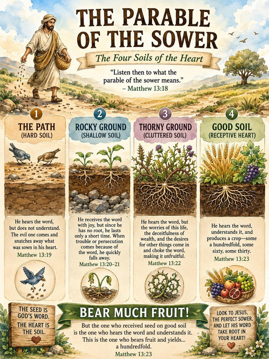 Parable of the Sower Bible Study Bundle, Poster, Worksheet, Teacher Lesson, Guide, Quiz (PDF, PNG and MP4 Downloads)