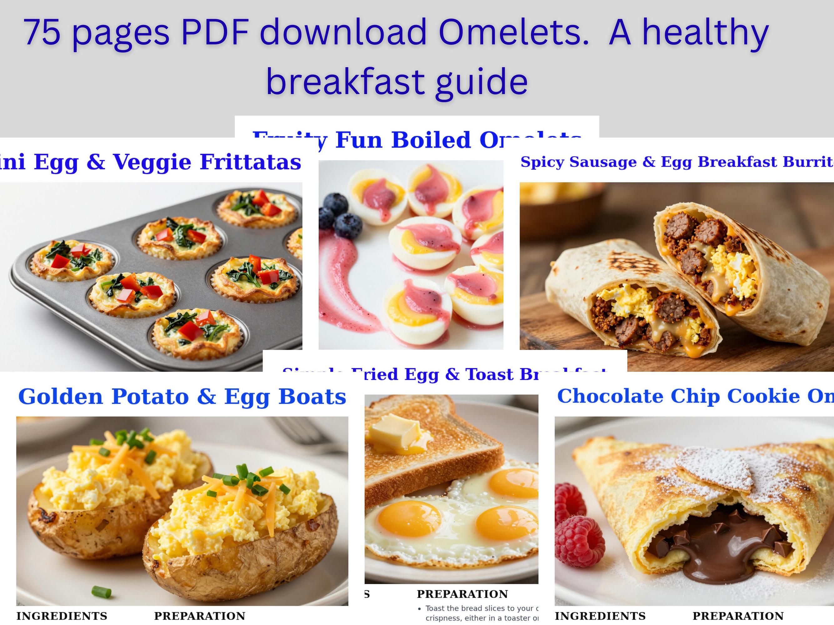 75 Easy Omelet Recipes Bundle – Healthy Breakfast Ideas (3 PDF Downloads)
