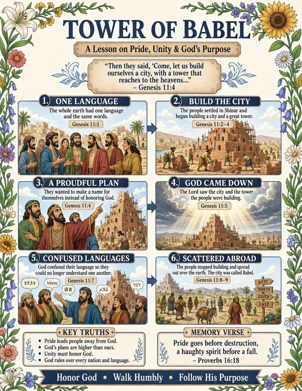 Tower of Babel Bible Study Bundle, Poster, Lesson, Guide (PDF, PNG, MP4 Downloads)