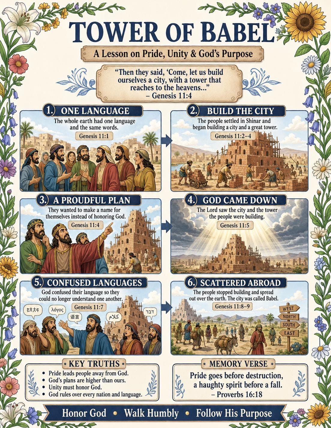 Tower of Babel Bible Study Bundle, Poster, Lesson, Guide (PDF, PNG, MP4 Downloads)
