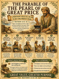 The Pearl of Great Price Bible Study Bundle, Parable Poster, Worksheet, Teacher Lesson, Guide, Quiz, (PDF, PNG and MP4 Downloads)