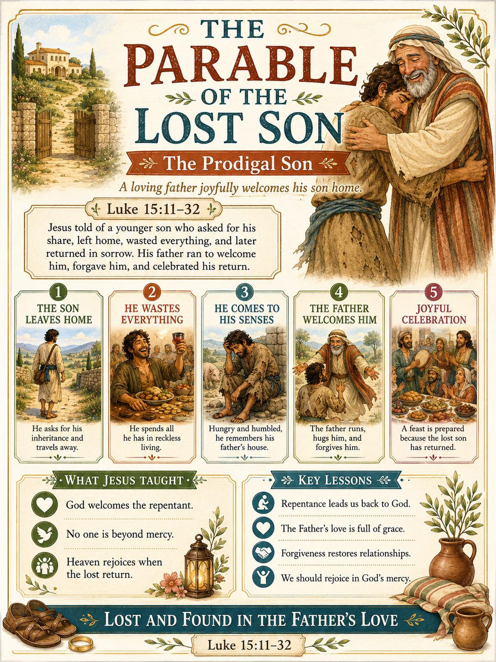 The Lost(Prodigal) Son Bible Study Bundle, Prodigal Son Parable Poster, Worksheet, Teacher Lesson, Guide, Quiz, (PDF, PNG and MP4)