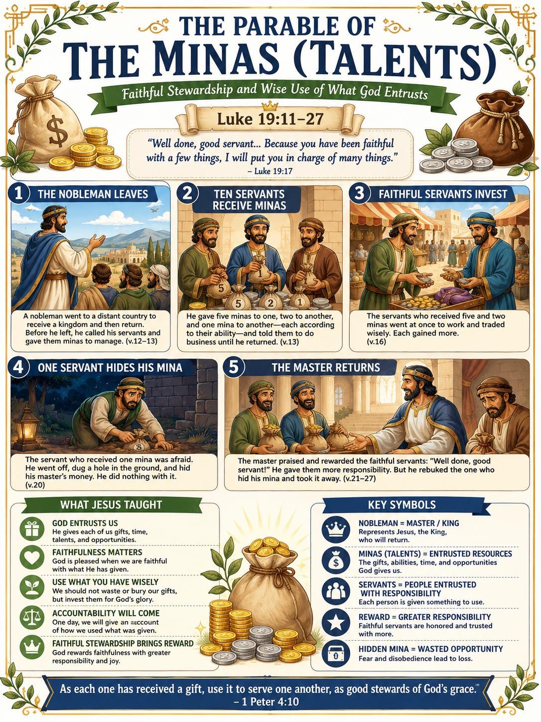 Minas and Talents Bible Study Bundle, Parable Poster, Student Worksheet, Teacher Lesson, Guide, Quiz, (PDF, PNG and MP4 Downloads)
