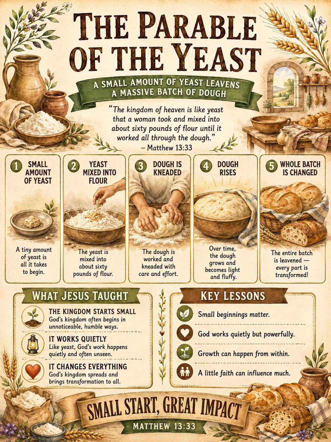 The Parable of the Yeast Bible Study Bundle, Poster, Worksheet, Teacher Lesson, Guide, Quiz, (PDF, PNG and MP4 Downloads)