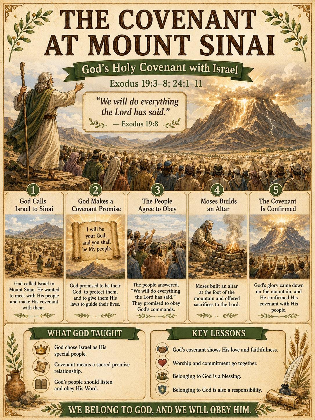 The Covenant at Mount Sinai Bible Study Bundle, Exodus Poster, Worksheet, Teacher Lesson, Guide, Quiz, (PDF, PNG and MP4)