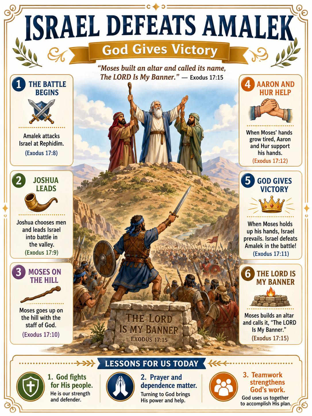Israel Defeats Amalek Bible Study Bundle, Exodus Poster, Worksheet, Teacher Lesson, Guide, Quiz, (PDF, PNG and MP4 Downloads)