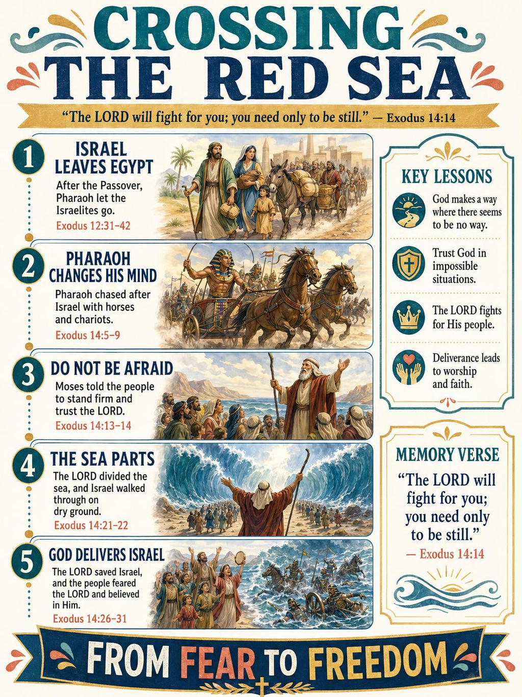 Israelites Crossing the Red Sea Bible Study Bundle, Exodus Poster, Worksheet, Teacher Lesson, Guide, Quiz, PDF, PNG and MP4 Downloads
