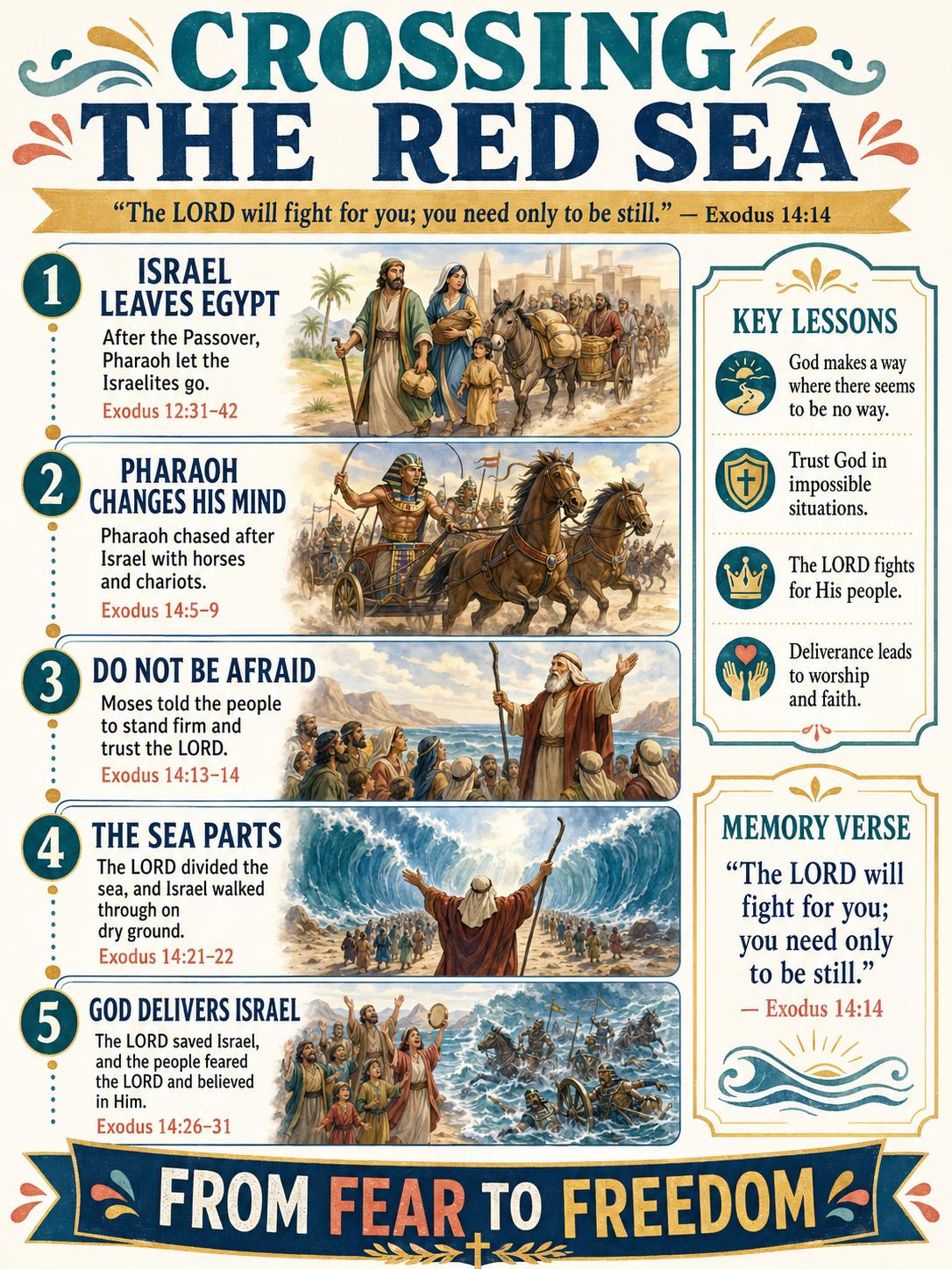 Israelites Crossing the Red Sea Bible Study Bundle, Exodus Poster, Worksheet, Teacher Lesson, Guide, Quiz, PDF, PNG and MP4 Downloads