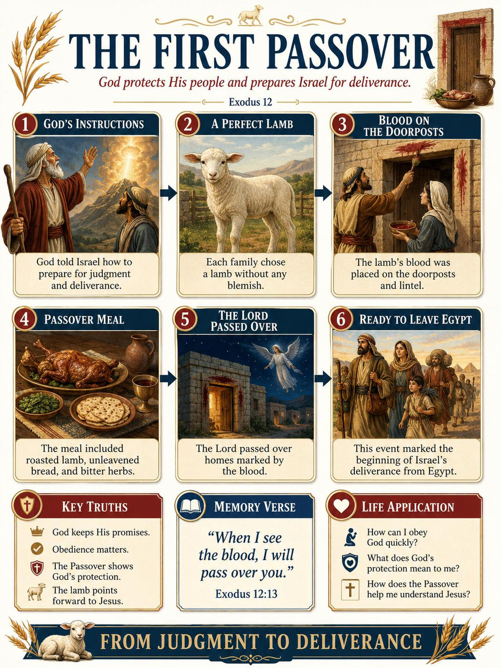 The First Passover Bible Study Bundle, Exodus Poster, Worksheet, Teacher Lesson, Guide, Quiz, (PDF, PNG and MP4)