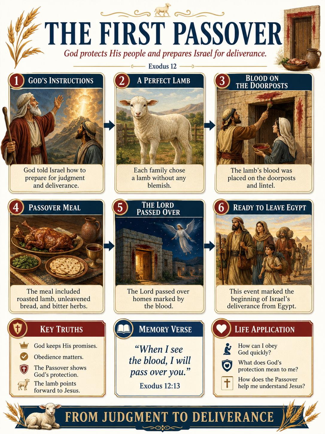 The First Passover Bible Study Bundle, Exodus Poster, Worksheet, Teacher Lesson, Guide, Quiz, (PDF, PNG and MP4)