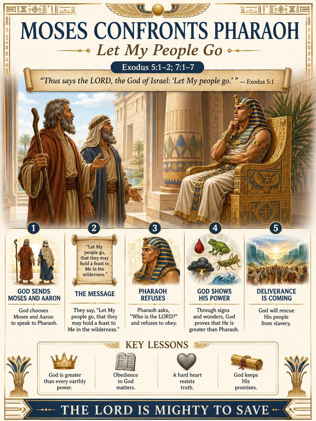 Moses Confronts Pharaoh Bible Study Bundle, Exodus Poster, Worksheet, Teacher Lesson, Guide, Quiz, (PDF, PNG and MP4)