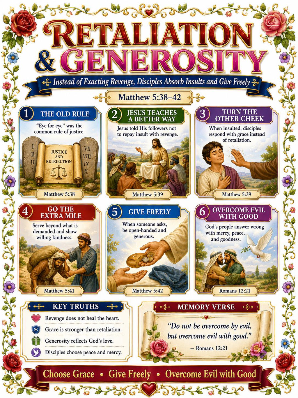Retaliation and Generosity Bible Study Bundle, Poster, Worksheet, Teacher Lesson, Guide, Quiz, (PDF PNG MP4 Downloads)