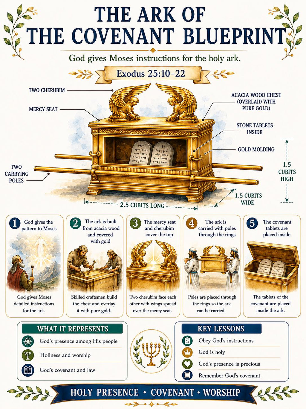 The Ark of the Covenant Blueprint Bible Study Bundle, Exodus Poster, Worksheet, Teacher Lesson, Guide, Quiz, (PDF, PNG and MP4 Downloads)