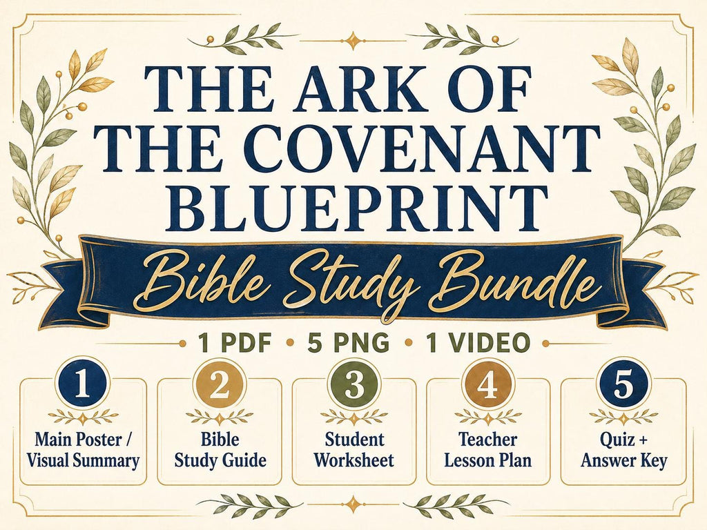 The Ark of the Covenant Blueprint Bible Study Bundle, Exodus Poster, Worksheet, Teacher Lesson, Guide, Quiz, (PDF, PNG and MP4 Downloads)