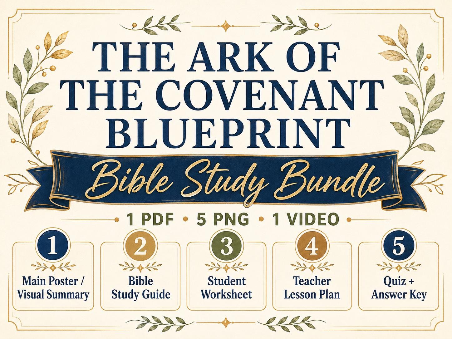 The Ark of the Covenant Blueprint Bible Study Bundle, Exodus Poster, Worksheet, Teacher Lesson, Guide, Quiz, (PDF, PNG and MP4 Downloads)