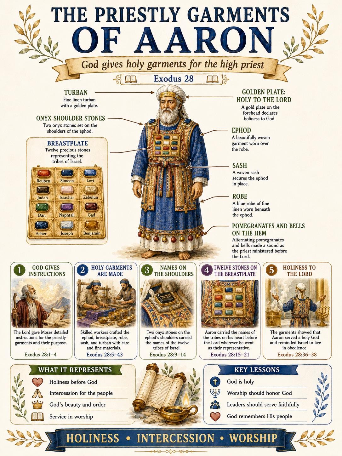 Priestly Garments of Aaron Bible Study Bundle, Poster, Worksheet, Teacher Lesson, Guide, Quiz (PDF, PNG and MP4)