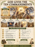 God Gives the Ten Commandments Bible Study Bundle, Exodus Poster, Worksheet, Teacher Lesson, Guide, Quiz, (PDF, PNG and MP4)