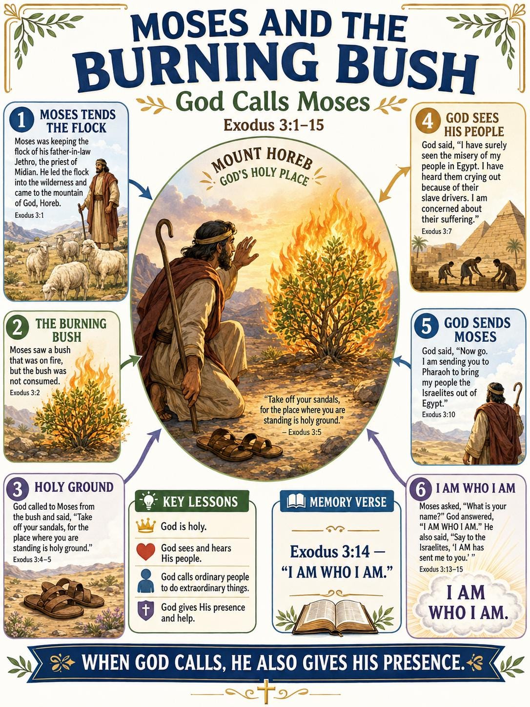 Moses and the Burning Bush Bible Study Bundle, Exodus Poster, Worksheet, Teacher Lesson, Guide, Quiz, PDF, PNG and MP4