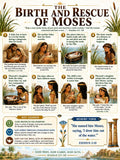 Birth and Rescue of Moses Bible Study Bundle, Exodus Poster, Student Worksheet, Teacher Lesson, Guide, Quiz, PDF, PNG and MP4