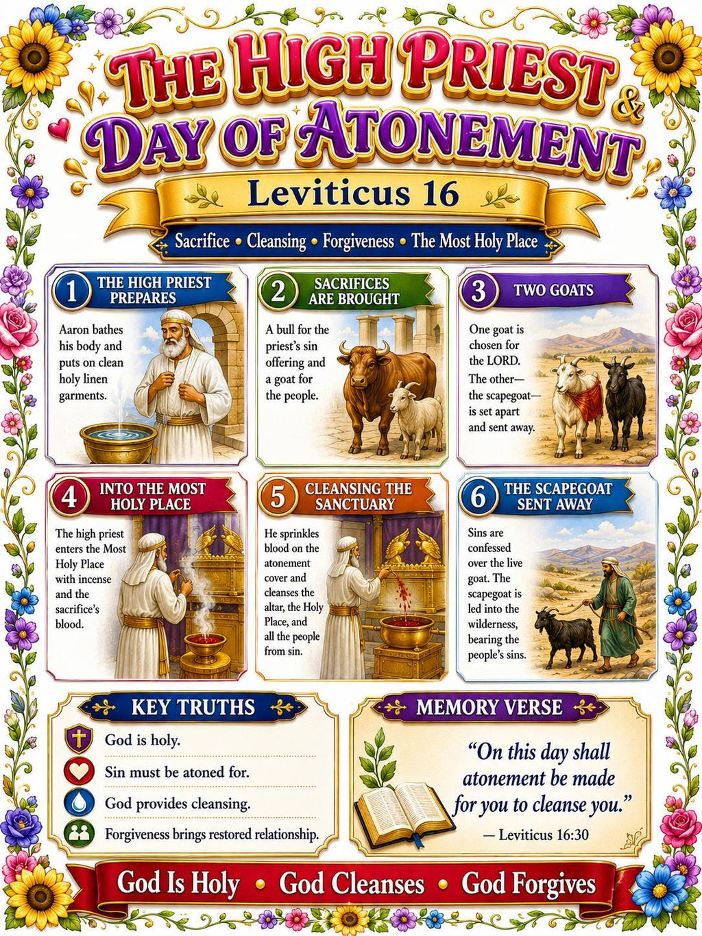 The High Priest and Day of Atonement Bible Study Bundle,  Poster, Worksheet, Teacher Lesson, Guide, Quiz, (PDF, PNG and MP4)