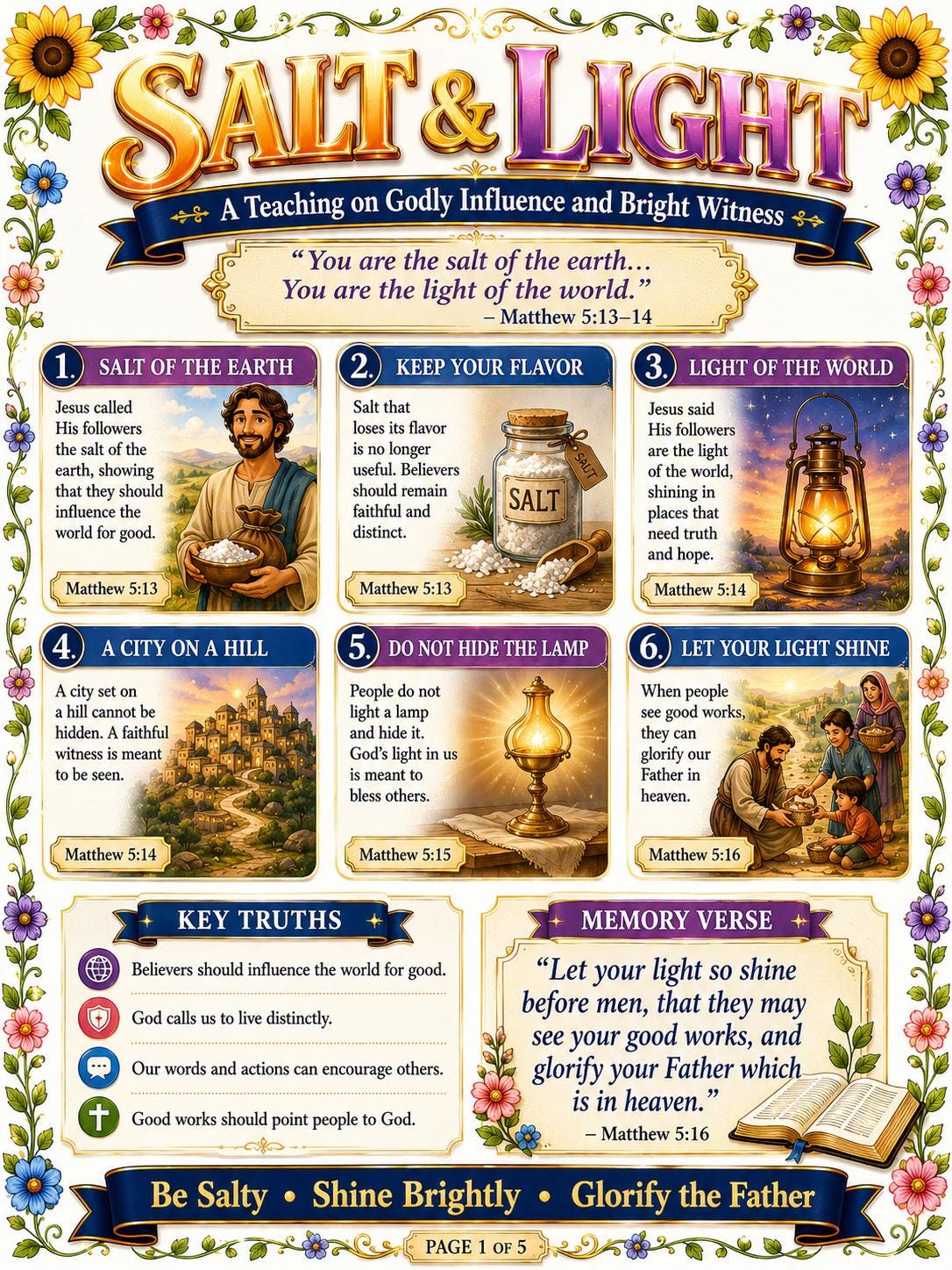Salt and Light Bible Study Bundle, Matthew 5 Poster, Worksheet, Teacher Lesson, Study Guide, Quiz, PDF,( PNG and MP4 Downloads)