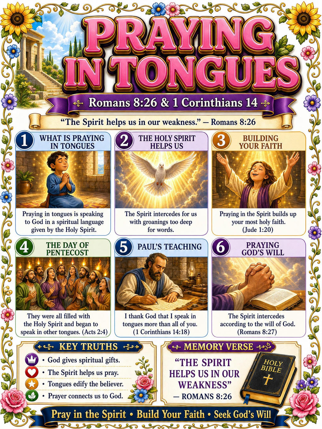 Praying in Tongues Bible Study Bundle | Holy Spirit Poster | Worksheet | Teacher Lesson | Study Guide | Bible Quiz | PDF, PNG & MP4