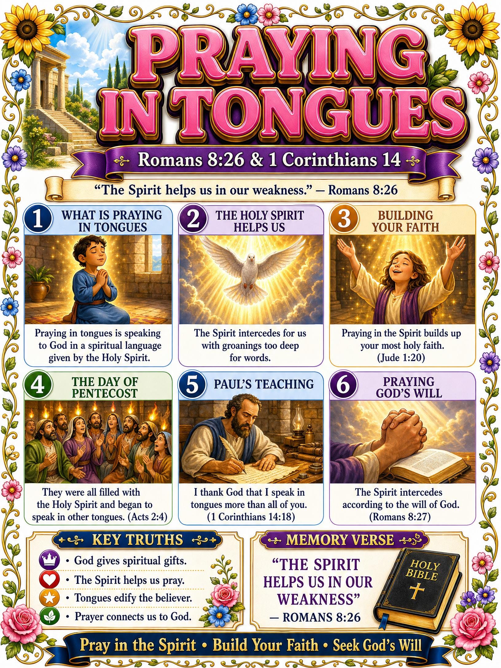 Praying in Tongues Bible Study Bundle | Holy Spirit Poster | Worksheet | Teacher Lesson | Study Guide | Bible Quiz | PDF, PNG & MP4