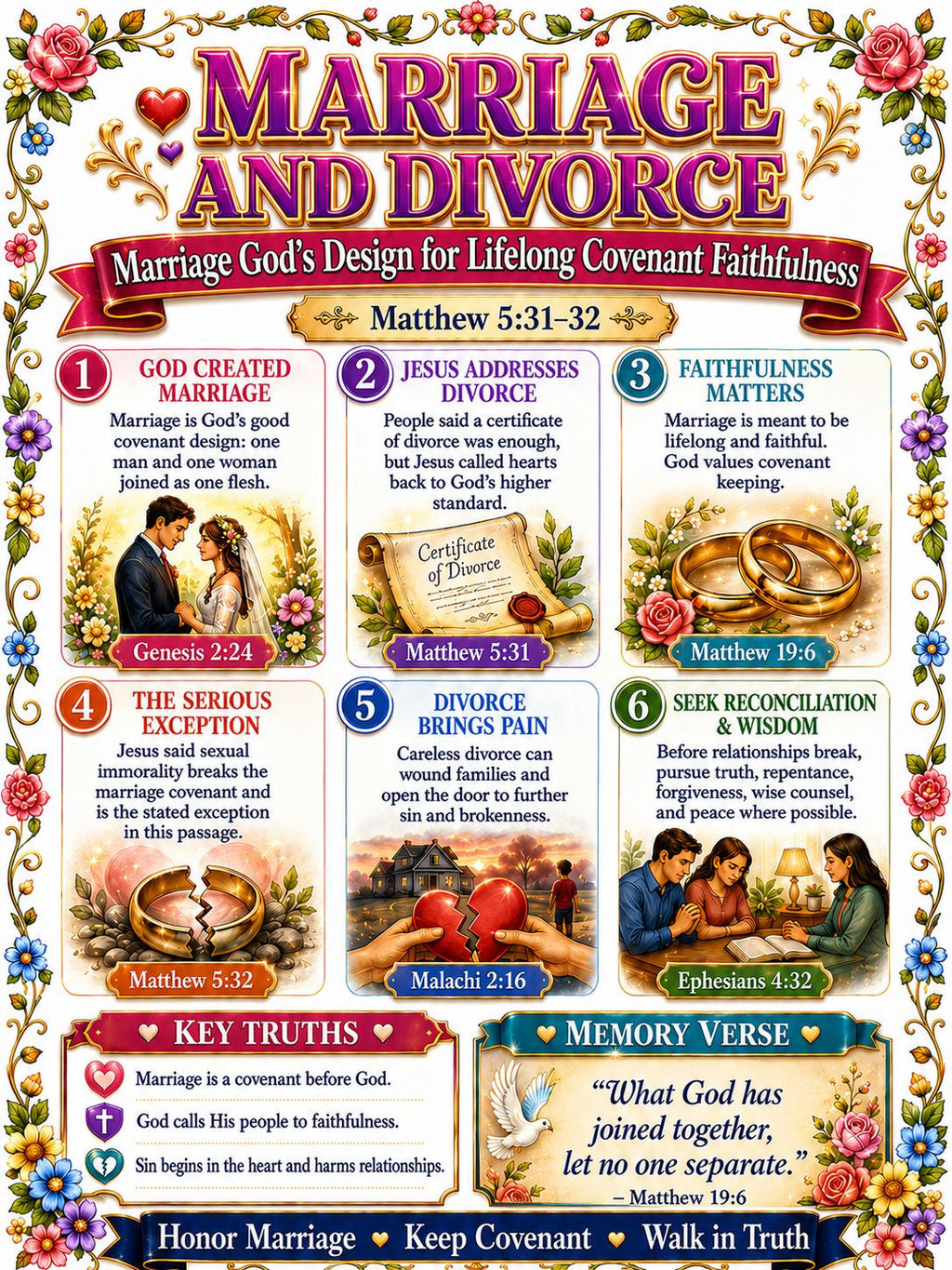 Marriage and Divorce Bible Study Bundle, Matthew 5 Poster, Worksheet, Teacher Lesson, Guide, Quiz, (PDF, PNG and MP4 Downloads)