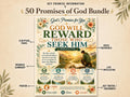 50 God Promises for You with Bible References, Christian Scripture Cards, Bible Verse Printable Bundle, Faith Encouragement  Art