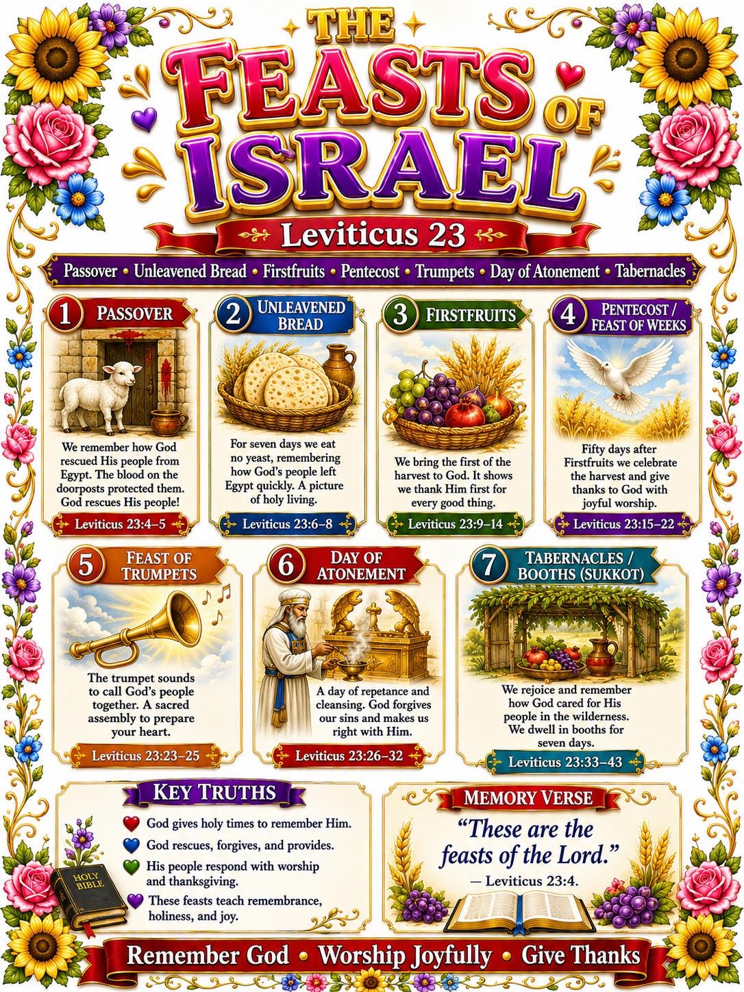 The Feasts of Israel Bible Study Bundle, Leviticus 23 Poster, Worksheet, Teacher Lesson, Guide, Quiz, (PDF, PNG and MP4 Downloads)
