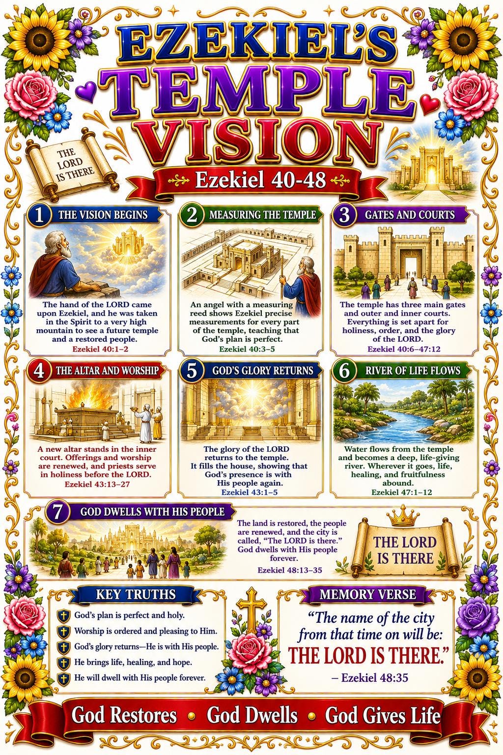 Ezekiel's Temple Vision Bible Study Bundle | Temple Poster | Worksheet | Teacher Lesson | Study Guide | Bible Quiz | PDF, PNG & MP4