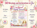 50 Bible Blessings and Declarations Printable, Christian Faith Affirmation Cards, Scripture Prayer Bundle