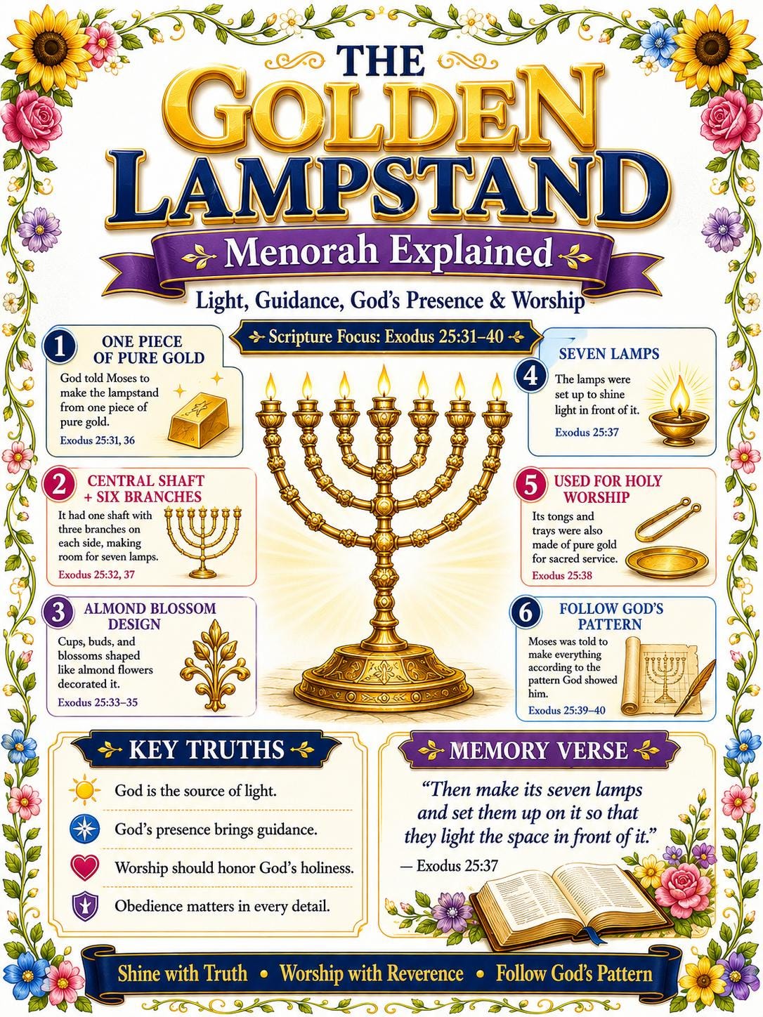 The Golden Lampstand Menorah Bible Study Bundle, Poster, Worksheet, Teacher Lesson, Guide, Quiz, (PDF, PNG and MP4 Downloads)