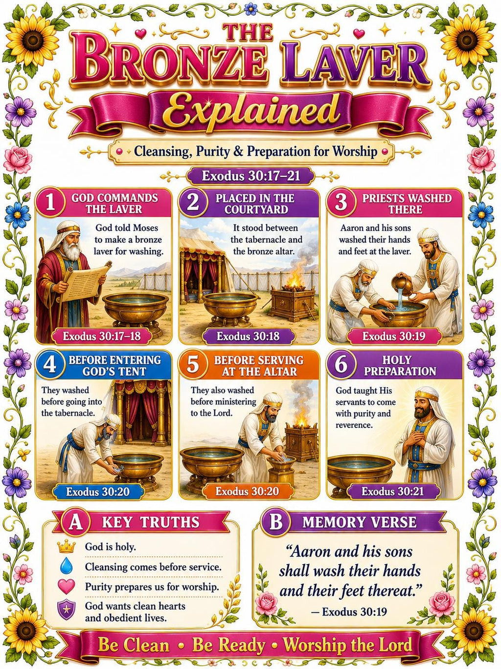 The Bronze Laver Bible Study Bundle, Tabernacle Printable Poster, Worksheet, Teacher Lesson Plan, Study Guide, Quiz, (PDF PNG MP4 Downloads)