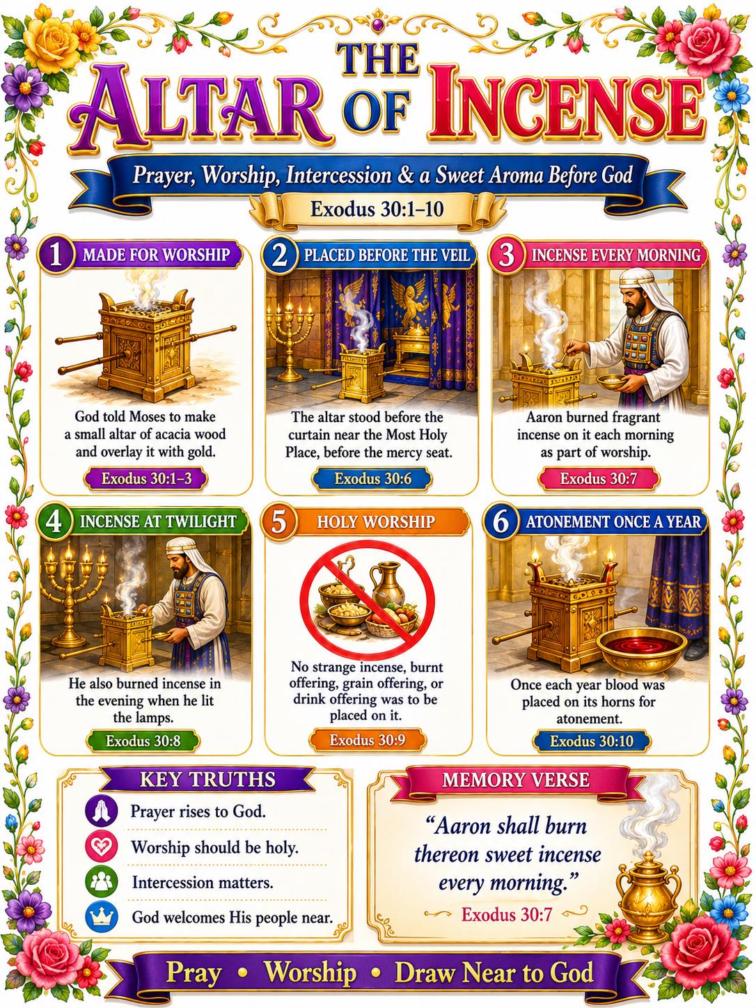 The Altar of Incense Bible Study Bundle, Tabernacle Printable Poster, Worksheet, Teacher Lesson Plan, Study Guide, Quiz, (PDF PNG MP4)