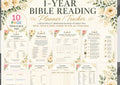 One Year Bible Reading Planner Printable PDF | Bible Reading Checklist, Old & New Testament Tracker, Scripture Tracker, Prayer Journal