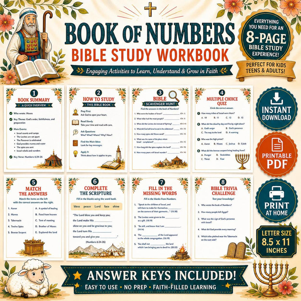 Book of Numbers Bible Study Activity Workbook Bundle , Printable Questions and Answers, Bible Lesson PDF Download