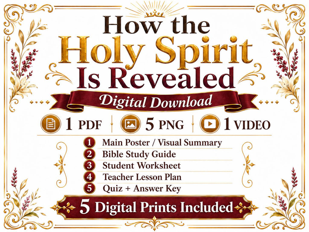 How the Holy Spirit Is Revealed Bible Study Bundle, Christian Poster, Worksheet, Teacher Lesson, Guide, Quiz, (PDF PNG MP4 Downloads)