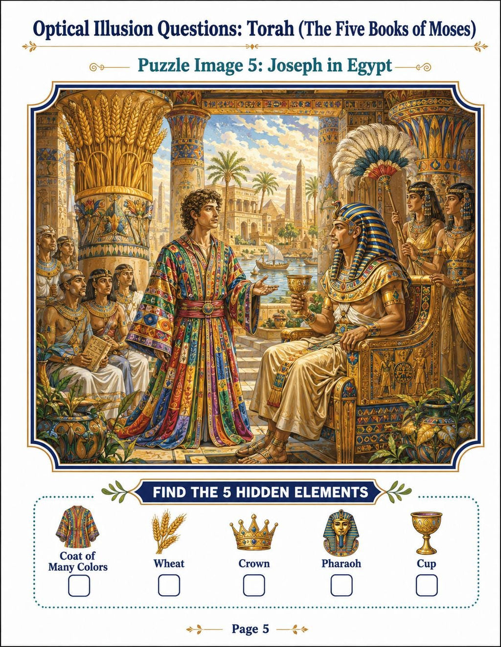 Bible Torah Optical Illusion Puzzle & Coloring Book PDF,  Hidden Picture Activity, Sunday School Printable, 20-Page Digital Download