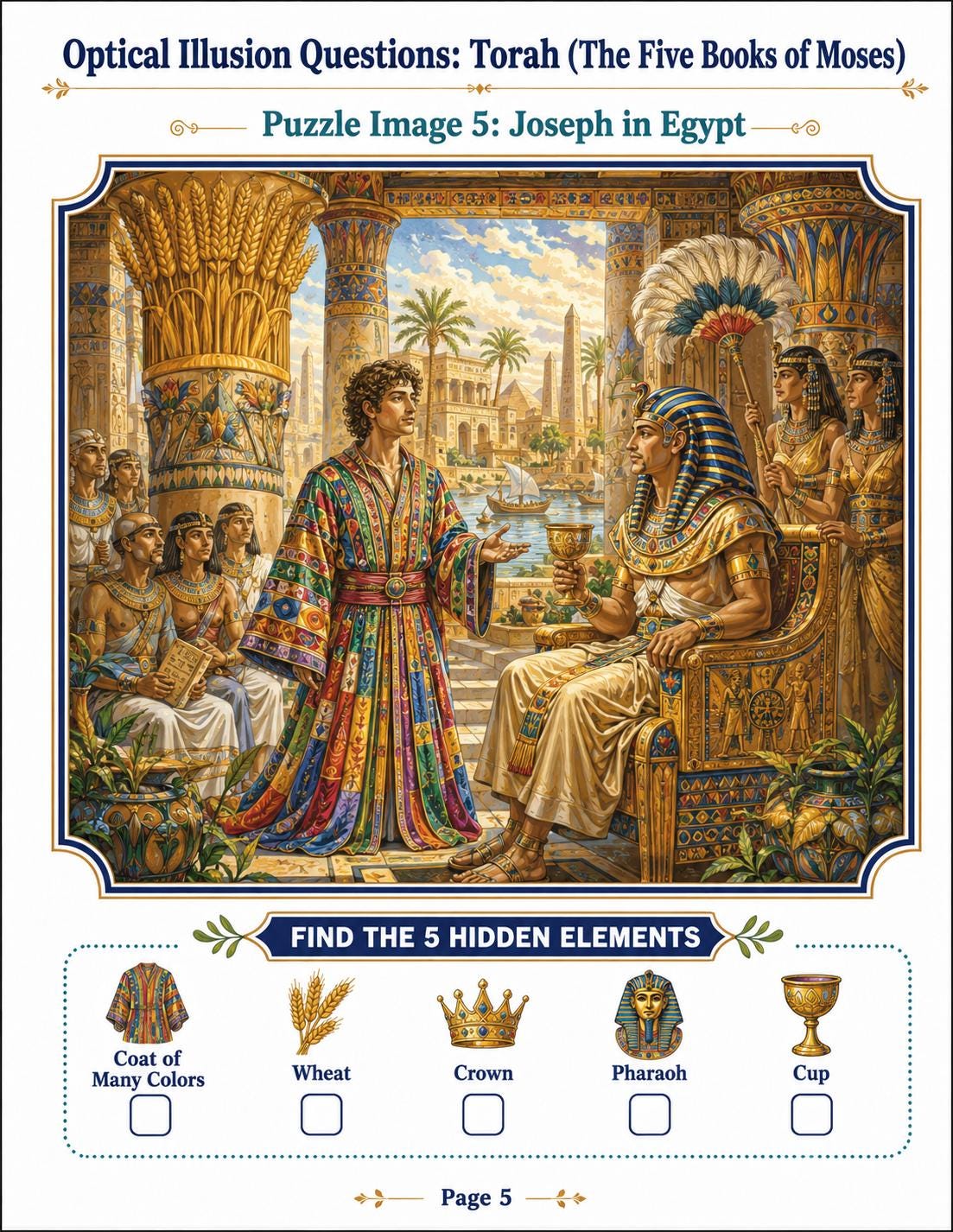 Bible Torah Optical Illusion Puzzle & Coloring Book PDF,  Hidden Picture Activity, Sunday School Printable, 20-Page Digital Download