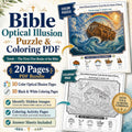 Bible Torah Optical Illusion Puzzle & Coloring Book PDF,  Hidden Picture Activity, Sunday School Printable, 20-Page Digital Download