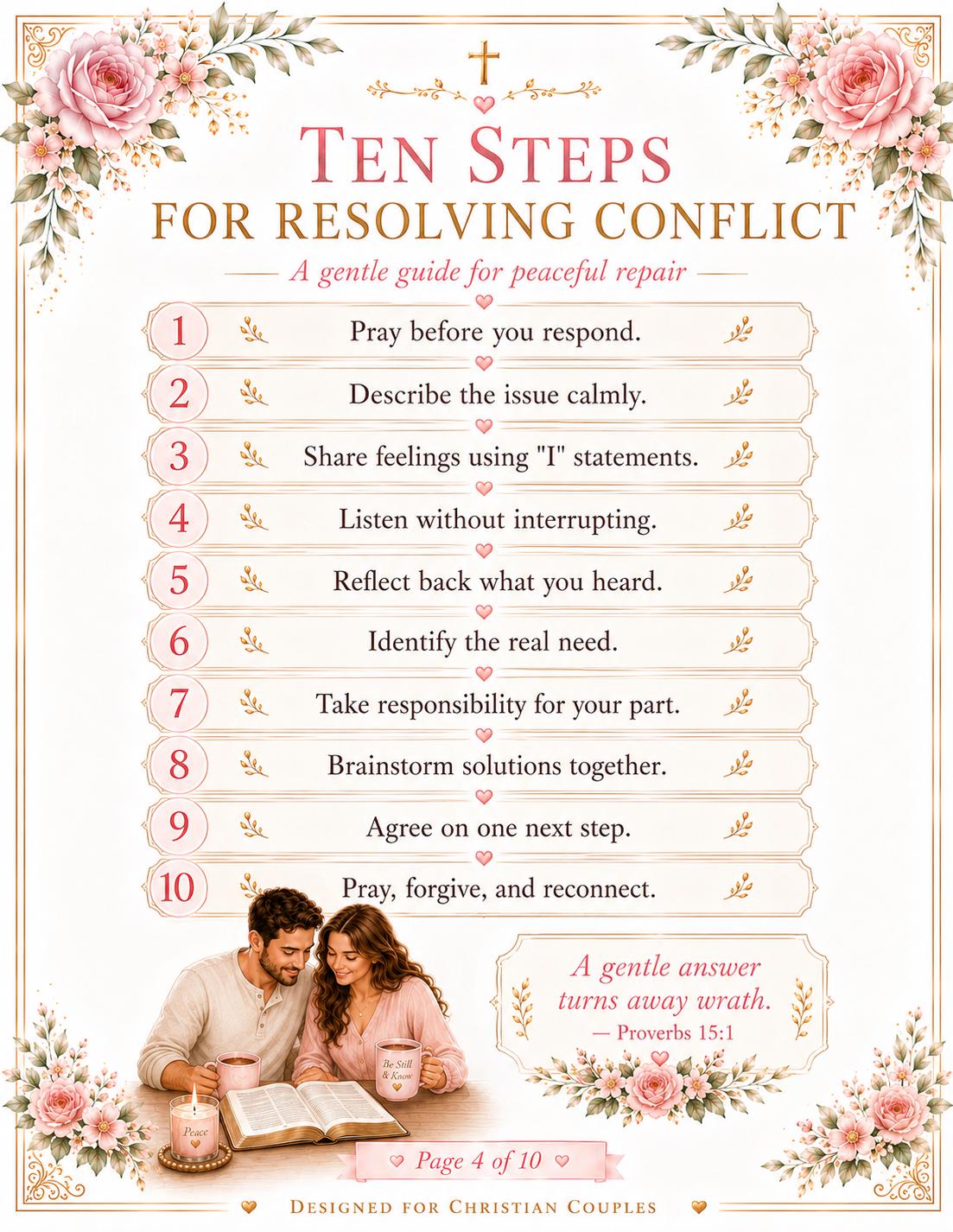 Couples Communication Planner and Workbook, Christian Marriage Worksheets, Active Listening, Relationship Check-In, (PDF Printable)