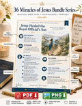 36 Miracles of Jesus Bundle Series, Bible Study Printable, Christian Lesson Posters, Sunday School (PDF and PNG Digital Download)